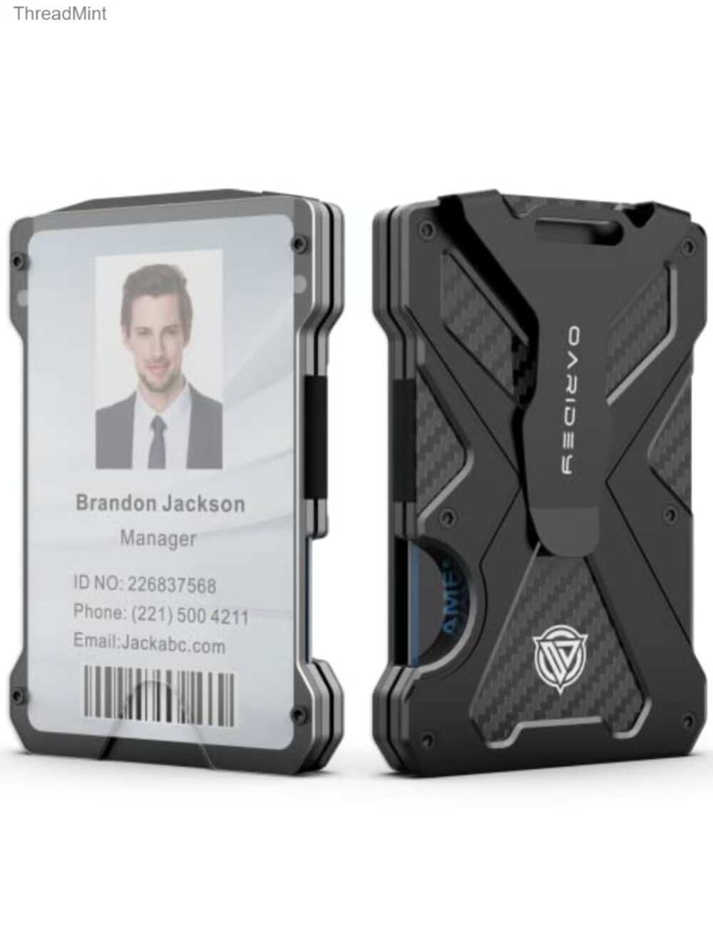 Minimalist Wallet for Men RFID Blocking Money Clip Clear ID Window Slim